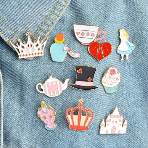Hot cartoon pins for clothes kawaii icon badges fashion clothes badge backpack pin button food princess metal brooch