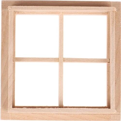 Miniature White Wooden Window Traditional 4-pane Window Frame 1:12 Scale Dollhouse DIY Accessory