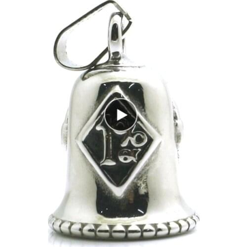 Classic Men and Women Sliding Pendant Cool 1% er Skull Motorcycle Classic Bell Pendant Gift