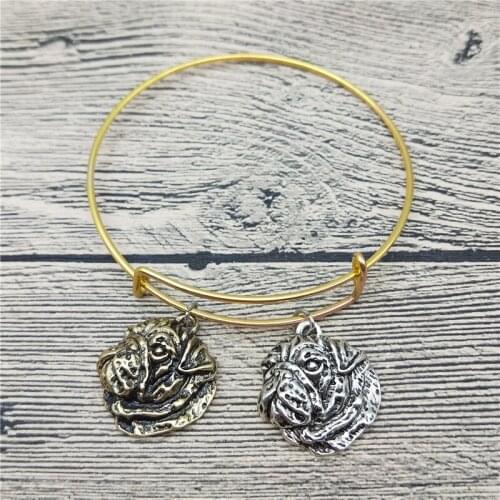 Trendy New Vintage Pug Bangles Cute Vintage Pug Dog Bangles Bracelets Fashion Animal Pet Jewellery