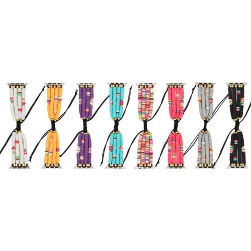 2020 Bohemian Style Soft Ceramic Beaded Strap For Apple Watch 6 5 4 3 2 1 SE Women Watchband For iWatch 44mm 40mm 42mm 38mm Belt