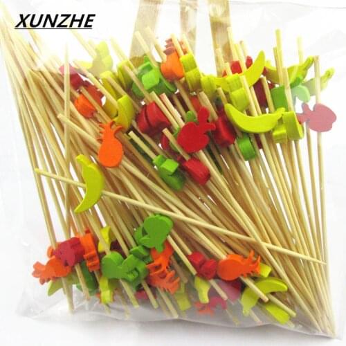 Cake decoration 100 pcs 12cm Fruit shaped sticky Cocktail Drink Stirring Sticks Food Dessert Picks Fruit Fork Cup decoration