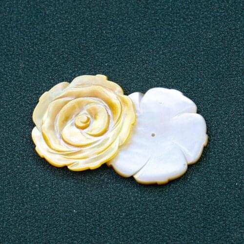 Natural Shell Rose Flower Charms Yellow Mother of Pearl Patch Pendant Necklace Earring Dangle DIY Jewelry Making Part Finding