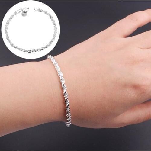 New Silver Plated Jewelry For Women And Men Fashion Chain Charm Flash Twisted Bracelet Lady Wedding Gifts Bangle Jewelry