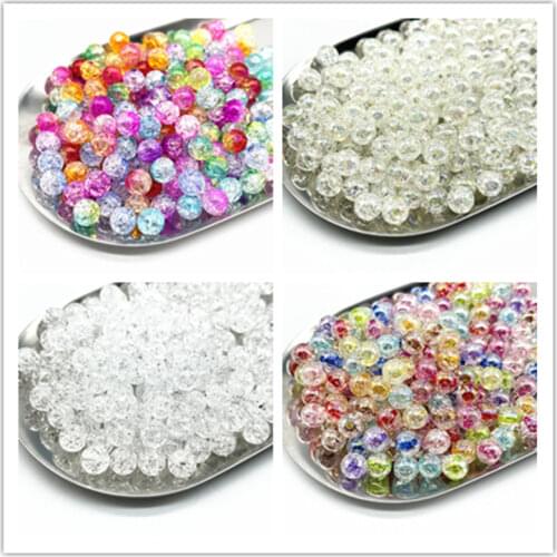 Wholesale 8mm 10mm 12mm Round Acrylic Crackle Beads Loose Spacer Beads for Jewelry Making Diy Handmade Accessories
