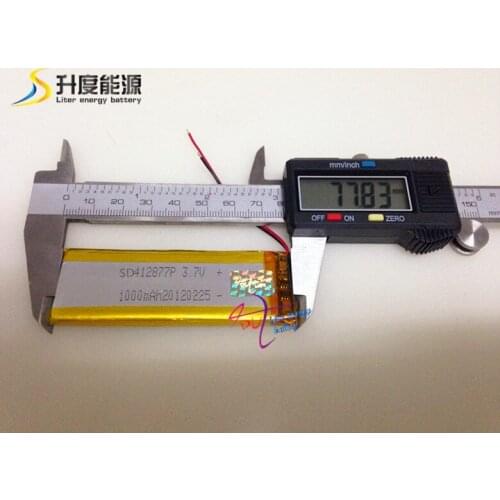 SD412877 3.7v 1000mah battery rechargeable li-ion battery 3.7v 1000mah