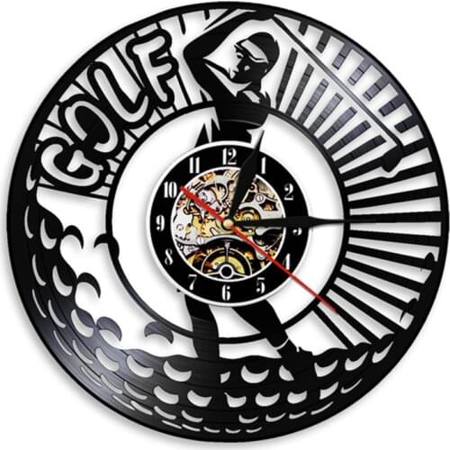 Professional Golf Player Sign Wall Art Golf Club Decoration Wall Clock Golfer Golfing Vinyl Record Wall Clock Golf Gifts for Men