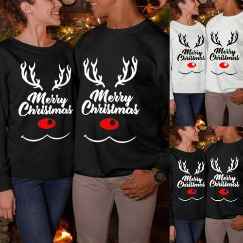 Unisex Couples Sweatshirt Hoodies Christmas Casual Merry Christmas O-neck Long Sleeves 2020 Autumn Female Pullover Blouses