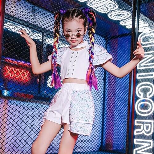 Sequins Outfit Summer Girl Clothes Stage Costume Festival Clothing Jazz Dancewear Cheerleader Uniform Designer Clothes DL8135
