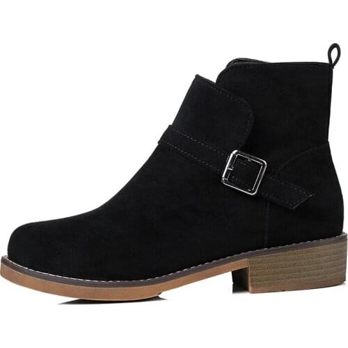 Big Size 9 10 11 12 boots women shoes ankle boots for women ladies boots shoes woman winter Round head pure color