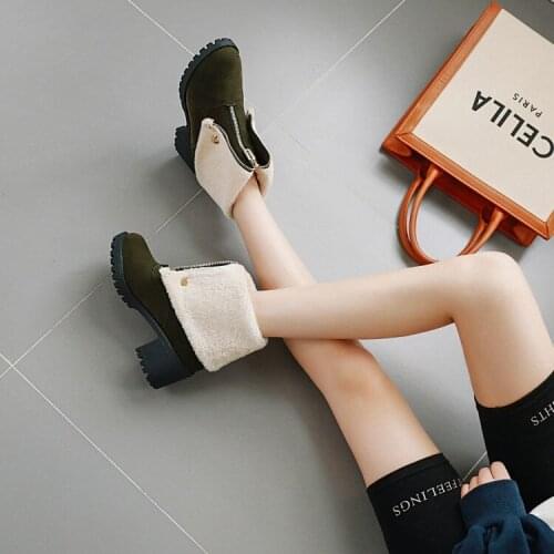 Gran tamaño 9 10 11 12 boots women shoes ankle boots for women ladies boots shoes woman winter Round head front zipper