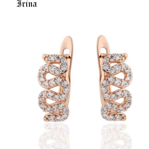 585 Rose Gold Color Stud Womens earrings Bridal Wedding Jewelry Cubic Zirconia earrings 2020 new korean style Unusual earrings
