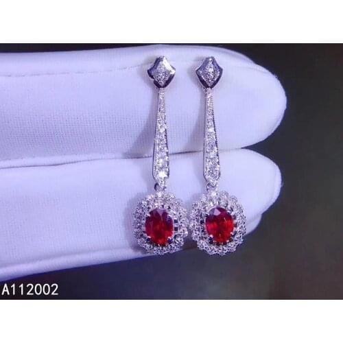 KJJEAXCMY fine jewelry natural Ruby 925 sterling silver women gemstone earrings support test trendy
