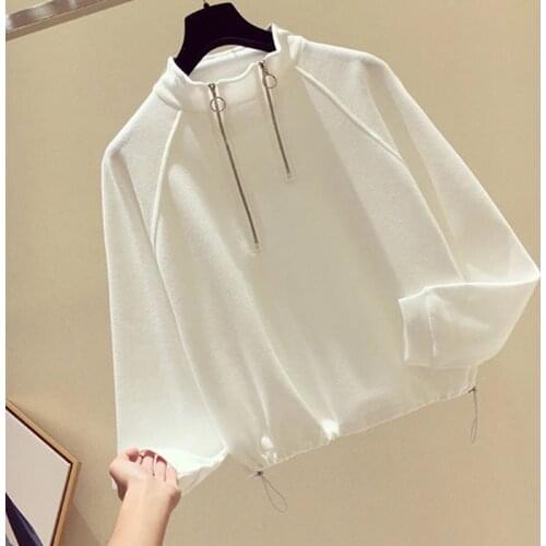 Women Pink Top Zipper Loose Oversized Streetwear Casual XXL Pullover Black Long Sleeve Sweatshirt All-match Hoodis Autumn Winter