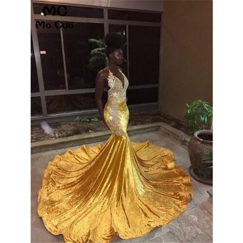 Sexy Backless Mermaid Evening Dresses with Appliques Lace Robe de soiree vestidos de fiesta Halter Evening Pageant Dress