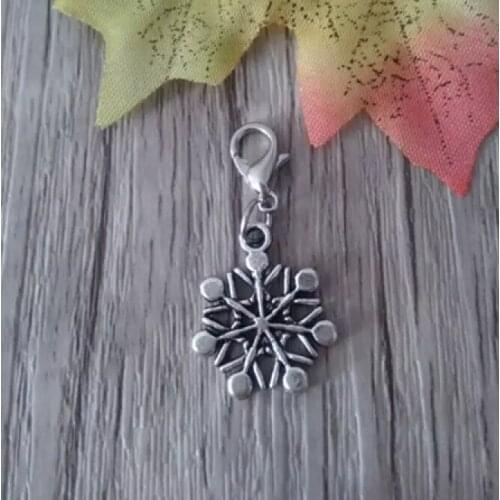 100Pcs New Fashion Christmas Snowflake Charm Pendant Spiritual protection Necklace Bracelets Jewelry Accessories