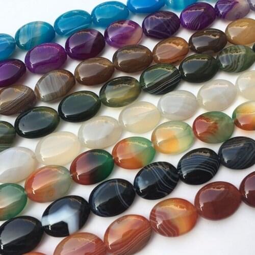 15X20mm Onyx Beads Natural Oval Stripe in Various Colors for DIY Fashion Charm Bracelet and Agat Necklace Jewelry Making Gift