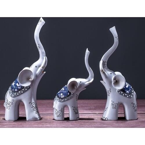 3pcs/Set Modern Creativity Elephant Statue Home Office Decoration Sculpture Crafts Indoor Furnishing Articles