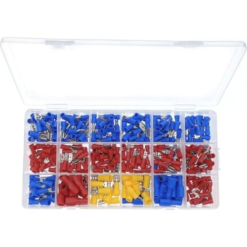 Free Shipping 330pcs Assorted Full Insulated Fork U-type Set Terminals Connectors Assortment Kit Electrical Crimp Spade Ring