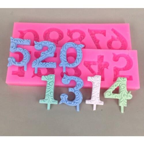 2pcs/lot Arabic Numerals Shaped 3d Silicone Mold Bakeware Cake Tools Cake Decoration for Birthday Party