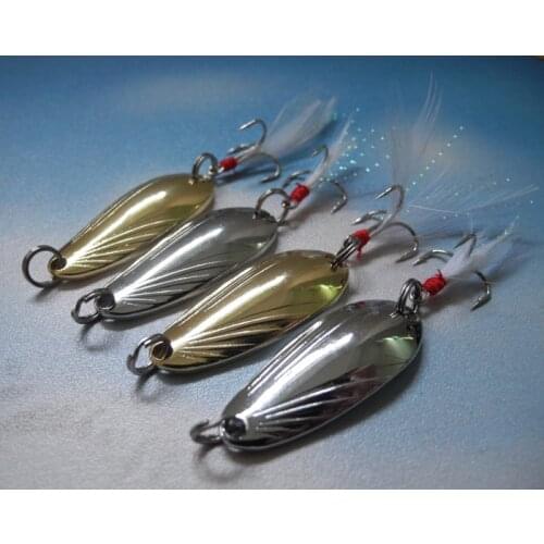 4Pcs/Lot Large Size Metal Bass Lure Spinner Spoon Fishing Lure 12g/5.3cm Artificial Bait Hard Bait Fish hook Fishing Tackle