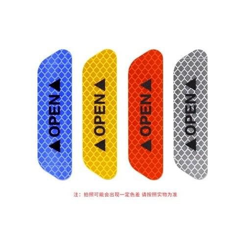 4Pcs Set Car Door Stickers Universal Safety Warning Mark OPEN High Reflective Tape Motorcycle Bike Helmet Sticker