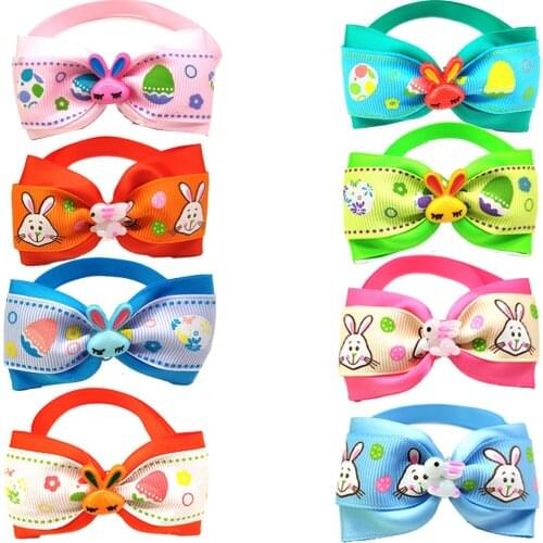 50 Pcs Dog Bow Tie Easter Rabbit Style Ribbon Bow Tie For Puppy Dog Cat Soft Neckties Collar Adjustable Tie Grooming Accessories