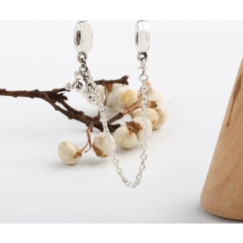 Authentic 925 Sterling Silver Charm Clip Climbing Safety Chain Fit Pandora Women Bracelet & Necklace Diy Jewelry