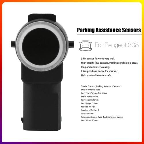 Black 3Pin Practical Vehicle PDC Parking Assistance Sensor For Peugeot High Quality Car Accessories 30*50*20MM
