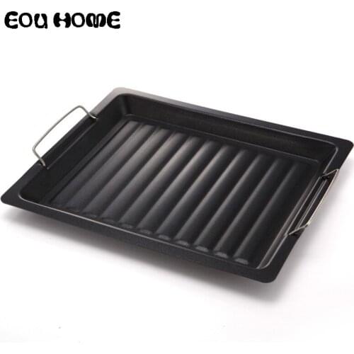 Black Griddle Plate Grill Pan Durable BBQ Pans Kitchen Outdoor Barbecue Camping Cooking Tools Barbecue Accessories Non-stick Pan