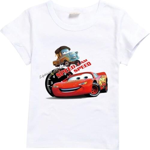 2021 New Summer Cars Kids T-shirt Disney Lightning McQueen for Boys Girls Shirt Sleeve Print Clothes Kids Cotton Tops Baby Tees