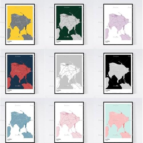 Djerba, Tunisia Map Nordic Retro Minimalism Painting Posters and Prints on Canvas Hd Wall Art Modular Pictures Home Decoration