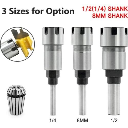 1/4 Inch Shank Router Bit Extension Rod Milling Cutter Woodwork Extender Collet Holder Adapter with ER16-8 8mm Collet Chuck