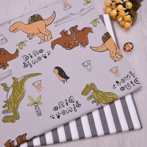 Dinosaur stripe Printed Cotton Twill Fabric DIY Sewing For Patchwork Quilting Handmade Textile Bedding Blanket For Baby & Child