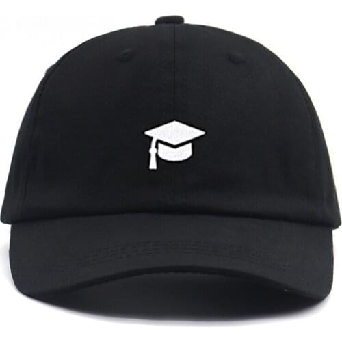 New graduation cap embroidery 100% cotton pure black fashion baseball cap adjustable men women hip hop snapback hats