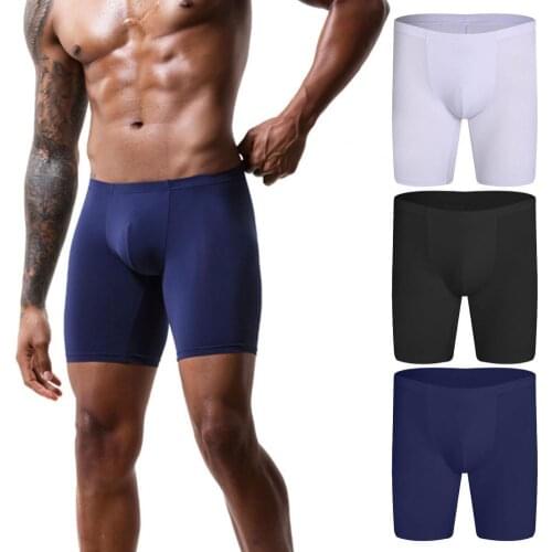 Hot！2021 Latest Men Boxer Underwear Cotton Long Leg Breathable Nylon Men Ice Silk Underwear for Brand Quality Sexy Pouch Panties