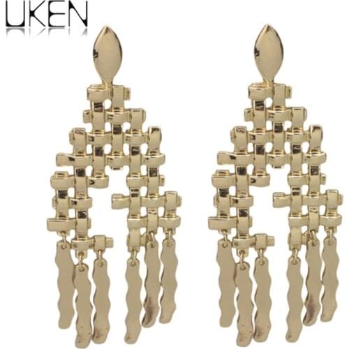 Trendy Metal Geometric Dangle Earrings Women Punk Fashion Statement Pendant Earrings Gift Accessories UKEN