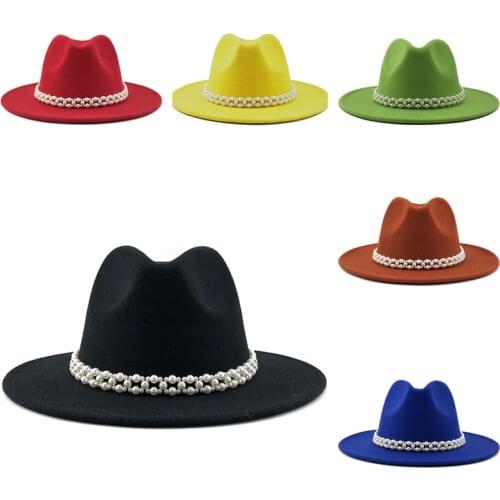 Men Fedoras Mixed Colors Jazz Hats Cowboy Hat For Women Winter Warm Cap Pearl White Black Bowler Hat Wholesale 2020