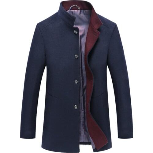 Winter Brand Wool Blend Coat Men High Quality Mens Solid Color Slim Wild Overcoat Fashion Long Section Wool Coats Male