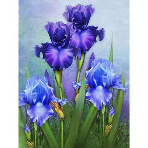 Purple Phalaenopsis Embroidery 11CT Kit Craft Needlework Set Canvas Printed Cotton Thread Christmas Gift Home Decor Wholesale