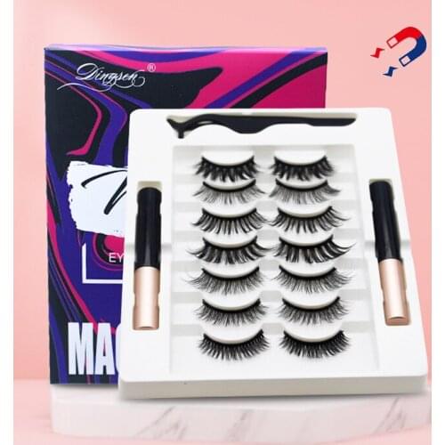 7 pairs Magnetic Eyelashes Set Natural Long Magnetic False Lashes Magnet Eyeliner Set Easy To Wear Lashes Extension Makeup Tools