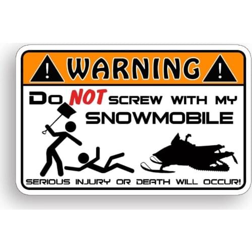 Snowmobile Warning Sticker Funny Caution Decal Snow Ski Sled Race Graphic Bumper