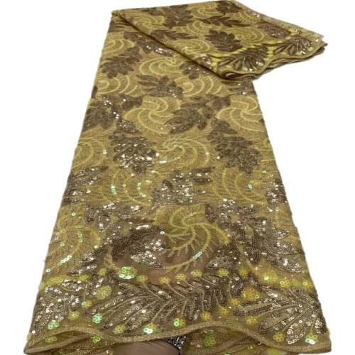 Nigerian Embroidered Lace Fabric 2021 High Quality Sequins Lace African French Lace Fabric Women Wedding Dress DP-125