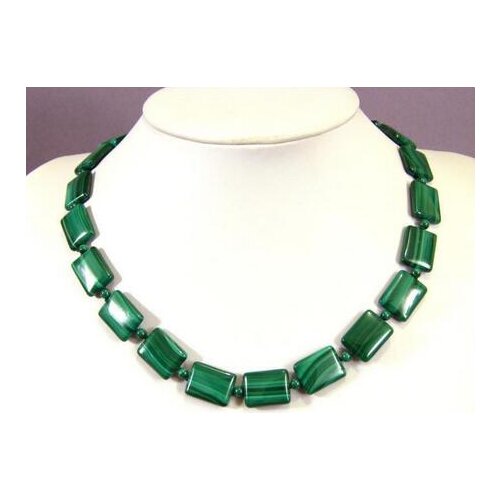 New 13x18mm Oblong green malachite necklace vintage 18 "