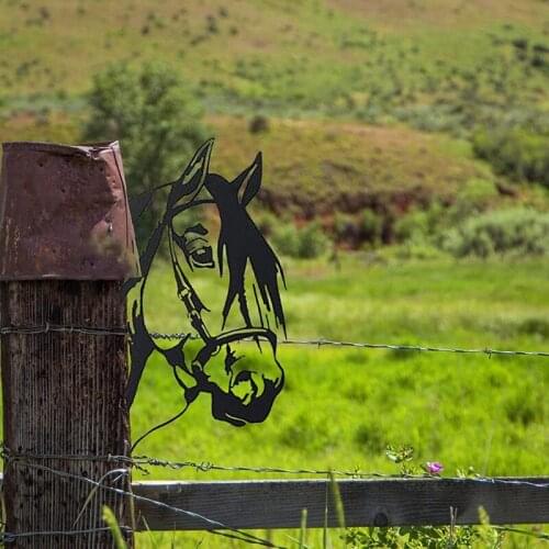 Peeping Horse Metal Art Wall Decor Farm Fence Art Hanging Wall Decor Horse Garden Decor Outdoor Indoor Hanging Ornaments