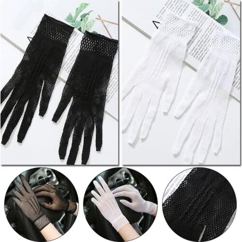 Sexy Lace Elastic Hollow Touch screen Glove Summer Women Thin Mesh High Quality Full Finger Non-slip Sunscreen UV Driving Gloves
