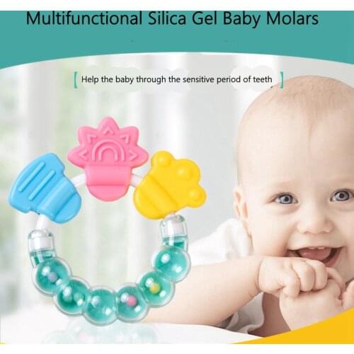 Food Grade Silicone Teethers Baby Ring bell silicone gum Chew Charms Kids Teething Gift Toddler Toys