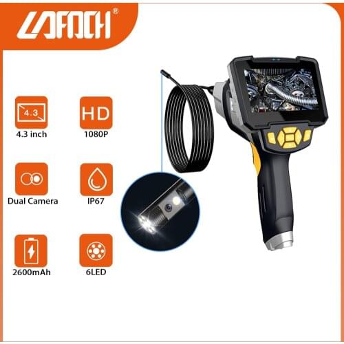 Portable Dual Lens Handheld Endoscope 4.3"Screen Inspection Camera Borescope 8mm Industrial Digital Endoscopy Inspection