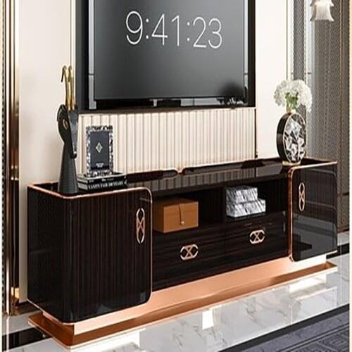 Postmodern Light Luxury TV Cabinet Coffee Table Combination Neoclassical Simple Hong Kong Style Living Room Furniture Model