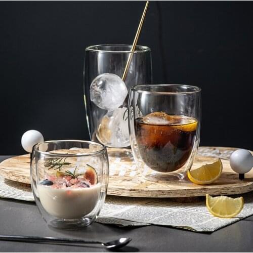 Egg-shaped Double-glazed Glass Glass Transparent Heat-resistant Coffee Cup Juice Cup Ice Cream Cup Flower Tea Cup